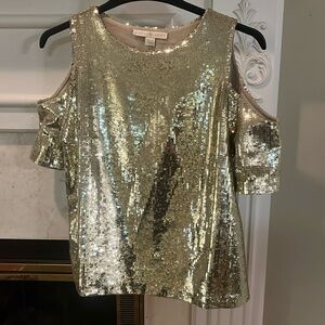 Sequin cold shoulder  blouse . Size x small